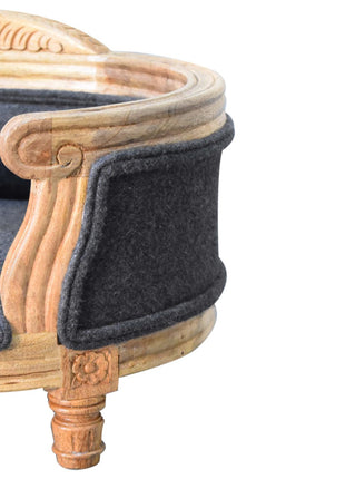 Carved Battleship Tweed Pet Bed