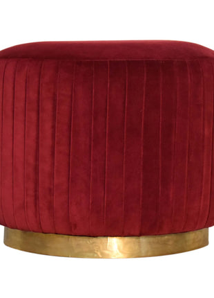 Wine Velvet Pleated Footstool