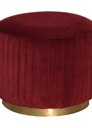 Wine Velvet Pleated Footstool