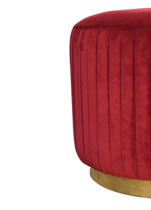 Wine Velvet Pleated Footstool