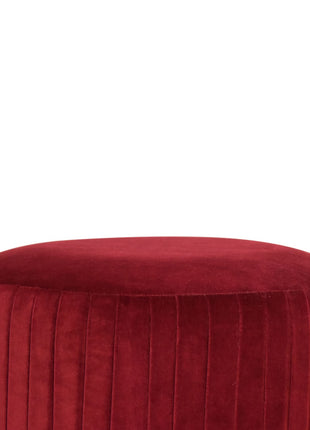 Wine Velvet Pleated Footstool
