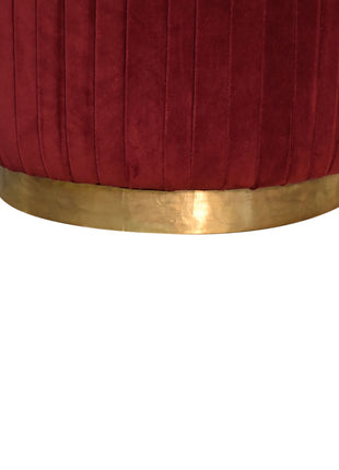 Wine Velvet Pleated Footstool