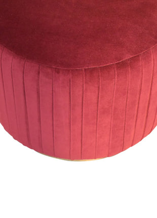 Wine Velvet Pleated Footstool