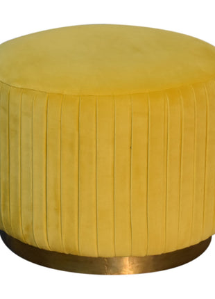 Mustard Velvet Pleated Footstool