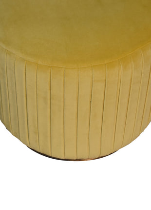 Mustard Velvet Pleated Footstool