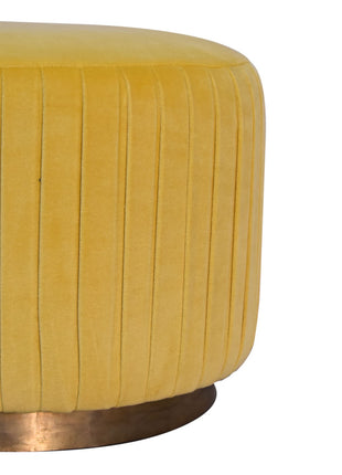 Mustard Velvet Pleated Footstool