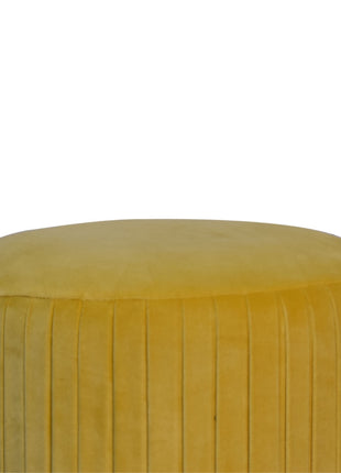 Mustard Velvet Pleated Footstool