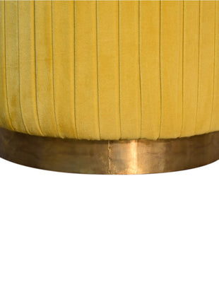 Mustard Velvet Pleated Footstool