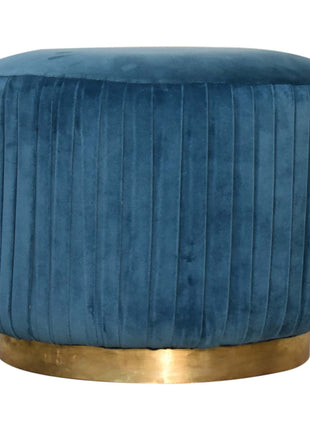 Teal Velvet Pleated Footstool