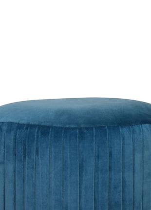 Teal Velvet Pleated Footstool