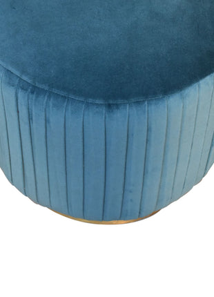 Teal Velvet Pleated Footstool