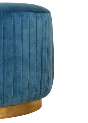 Teal Velvet Pleated Footstool