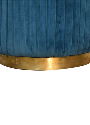 Teal Velvet Pleated Footstool