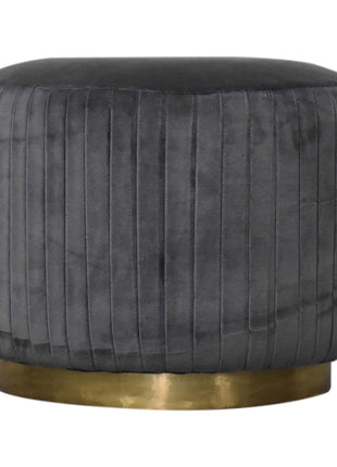 Grey Velvet Pleated Footstool