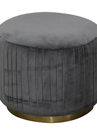 Grey Velvet Pleated Footstool