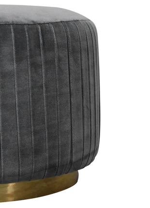 Grey Velvet Pleated Footstool