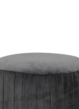 Grey Velvet Pleated Footstool