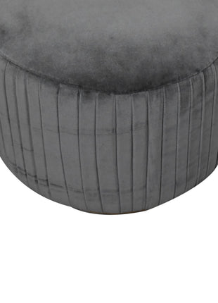 Grey Velvet Pleated Footstool