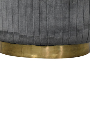Grey Velvet Pleated Footstool