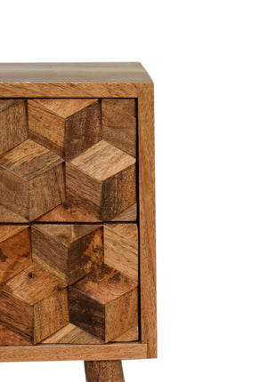Mini Cube Carved 2 Drawer Bedside