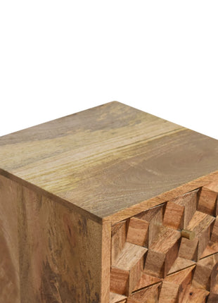 Mini Cube Carved 2 Drawer Bedside