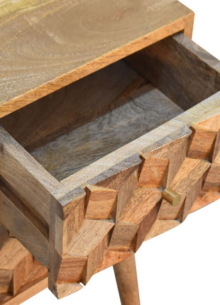Mini Cube Carved 2 Drawer Bedside