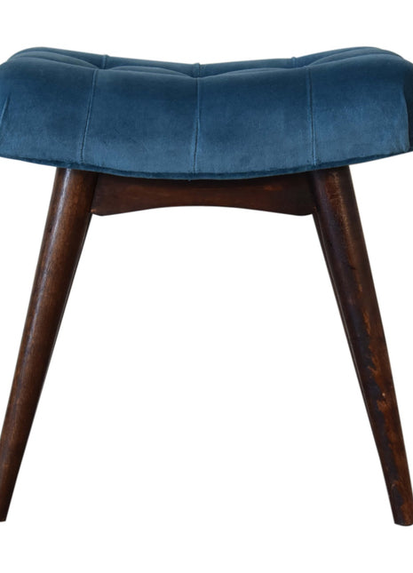 Mini banco curvo de terciopelo verde azulado