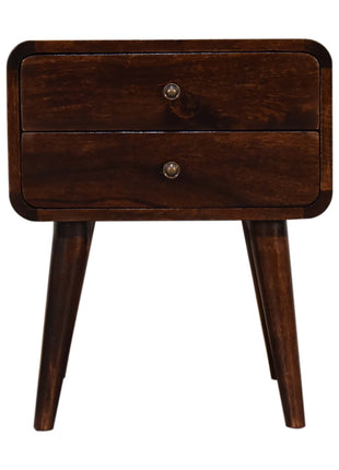 Curved Dark Walnut Bedside