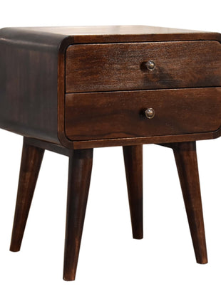 Curved Dark Walnut Bedside