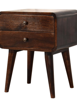 Curved Dark Walnut Bedside