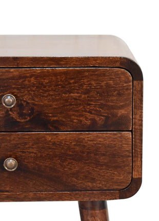 Curved Dark Walnut Bedside