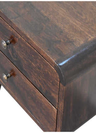 Curved Dark Walnut Bedside