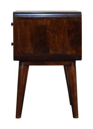Curved Dark Walnut Bedside