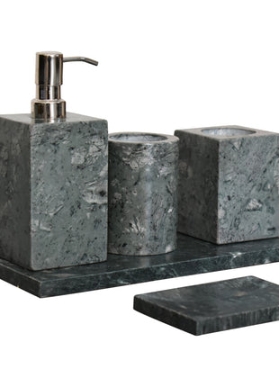 5er-Set Badezimmer-Set aus grünem Marmor