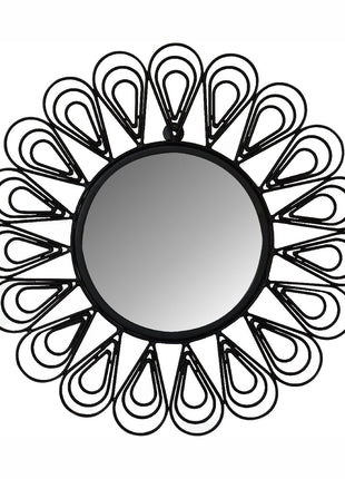 Black Coated Wired Flower Mirror