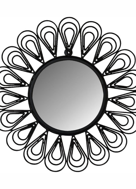 Black Coated Wired Flower Mirror
