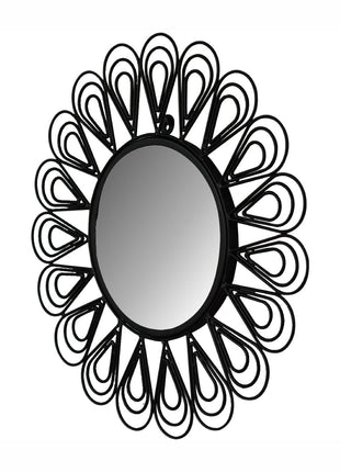 Black Coated Wired Flower Mirror