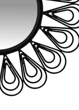 Black Coated Wired Flower Mirror