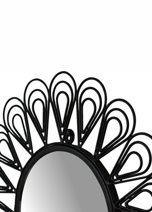 Black Coated Wired Flower Mirror