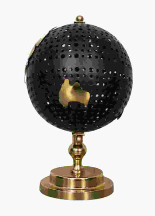 Schwarzer Globus mit goldenem Rahmen
