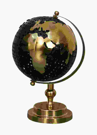 Schwarzer Globus mit goldenem Rahmen