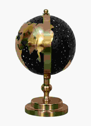 Schwarzer Globus mit goldenem Rahmen