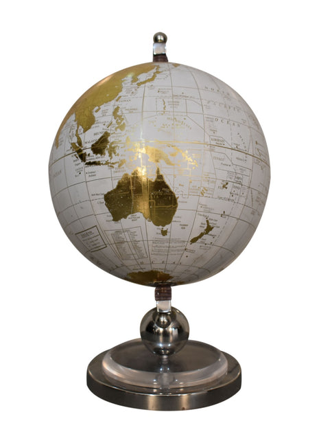 White Globe with Chrome Frame