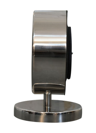 Chrome Table Clock with White Face