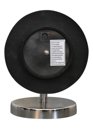 Chrome Table Clock with White Face