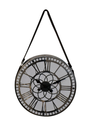 Weiße, verchromte Wanduhr zum Aufhängen