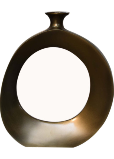 Round Vase in Nickle Antique