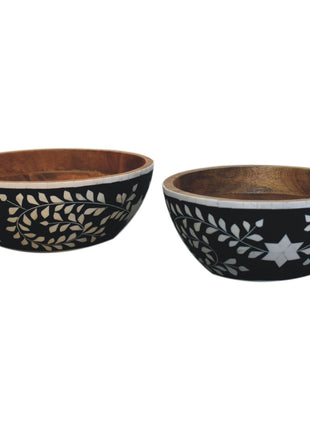 Floral Resin Inlay Bowl Set