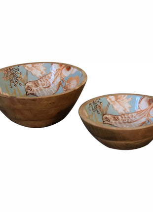 Floral Bird Bowl Set of 2