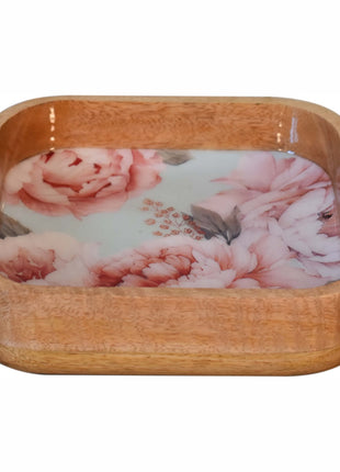 Pink Floral Square Bowl Set of 2